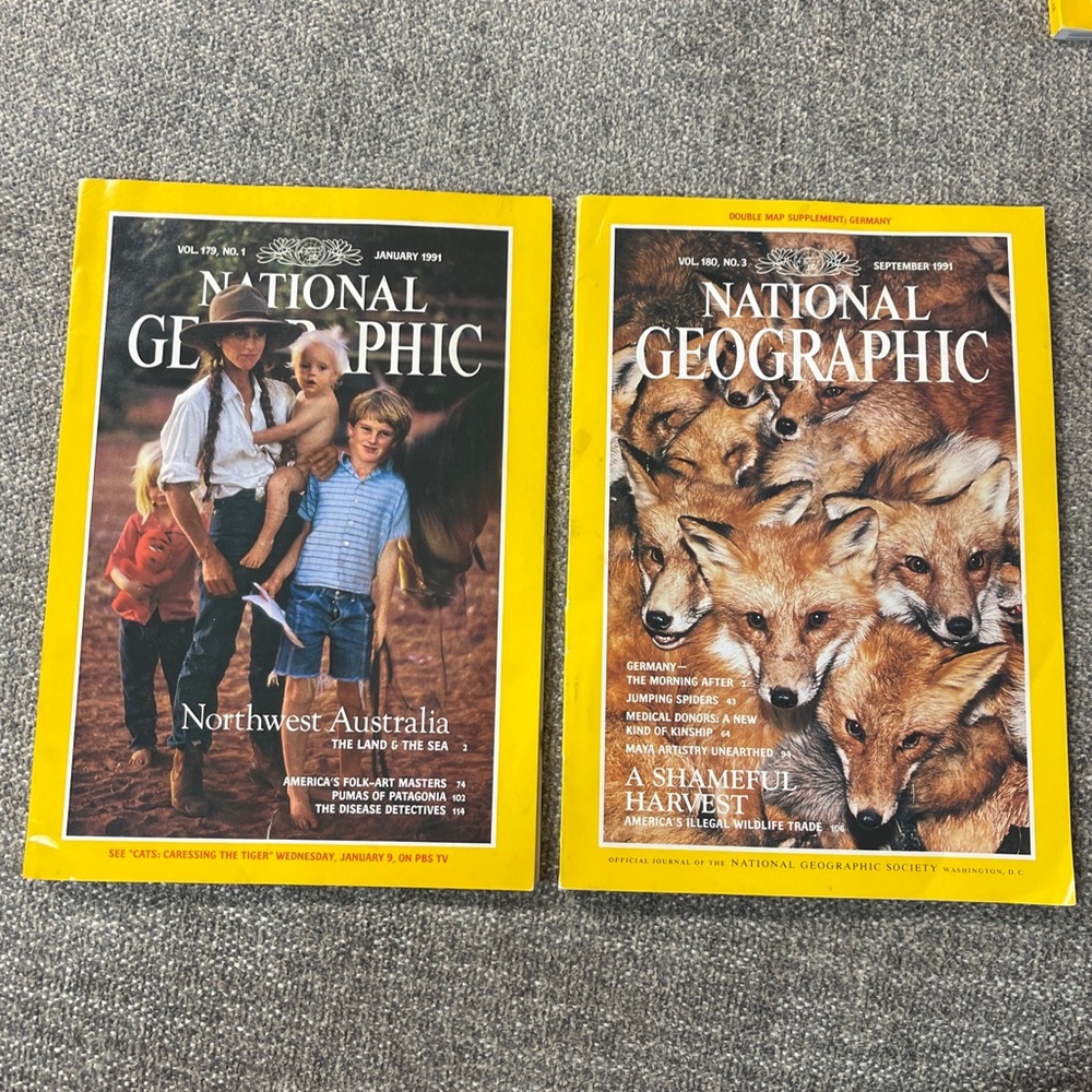 National Geographic Magazine 1991 Jan Sept Foxes Australia Lot Of 2 Magazines